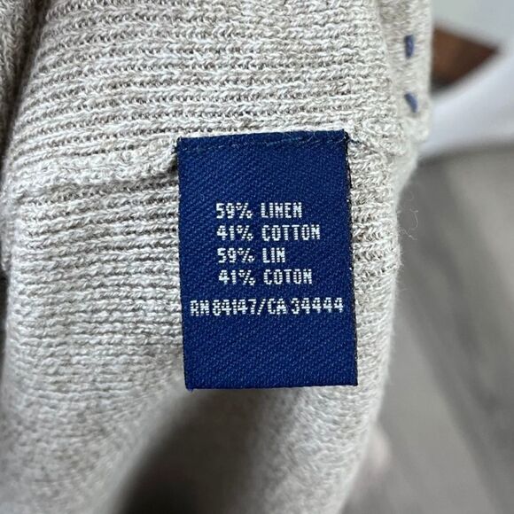 Vintage Women Size XS Beige Knit Linen Cotton Minimalist Cardigan Sweater Preppy - Picture 4 of 17